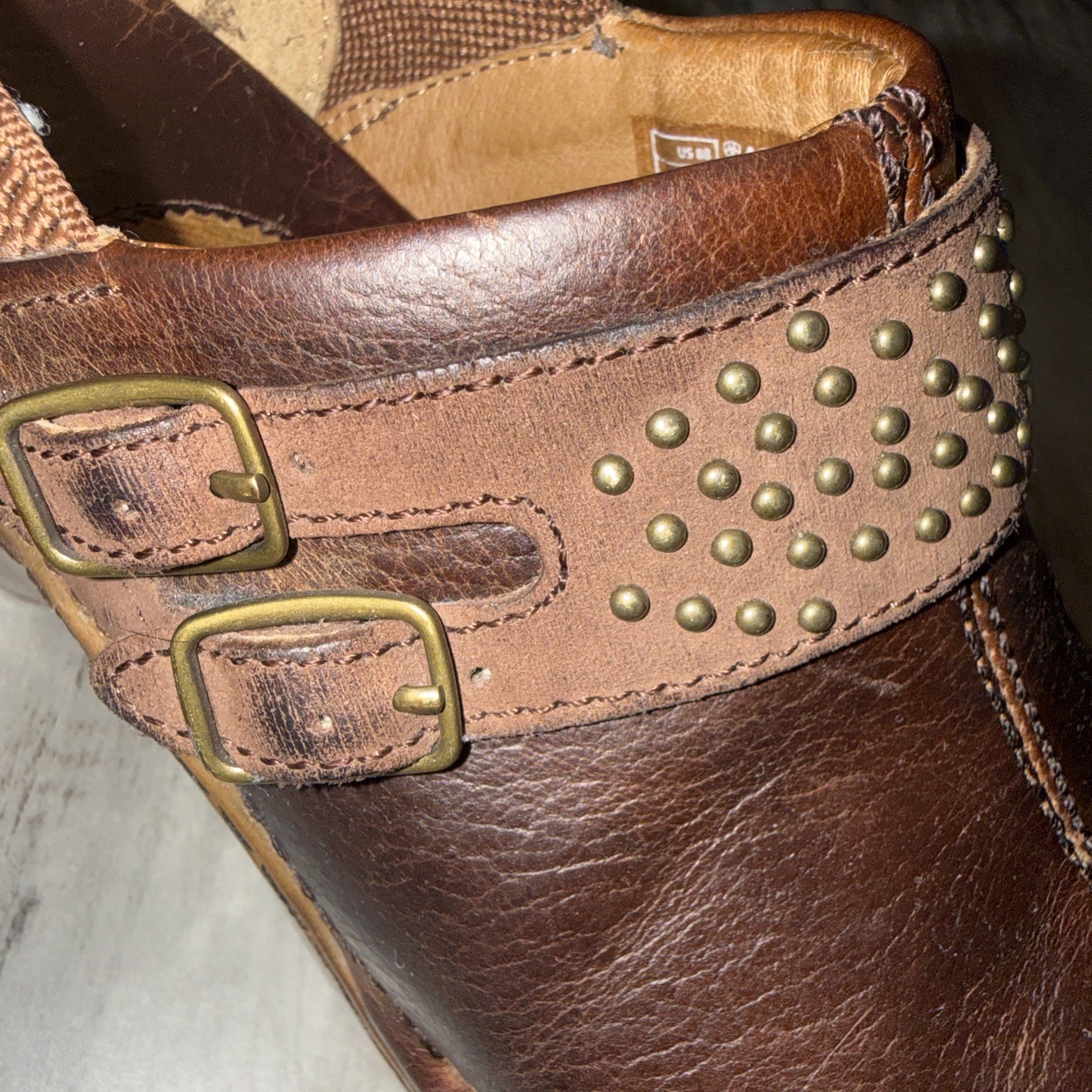 Ariat Clogs Shoes Women’s Size 8 B Brown Leather Slip On Studded Strap Western