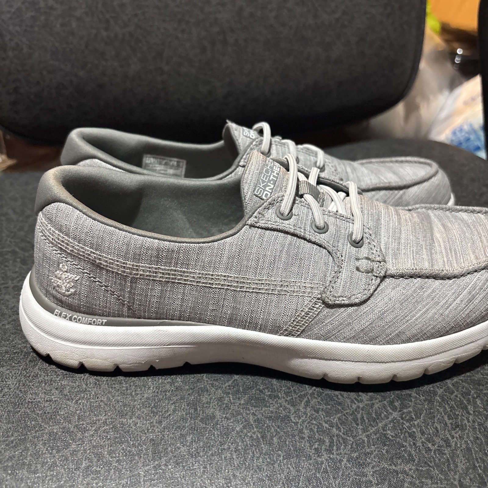 Skechers Women Sz7.5 Grey Light Shoes Slip-On Dress Sneakers Comfort Golf Boat