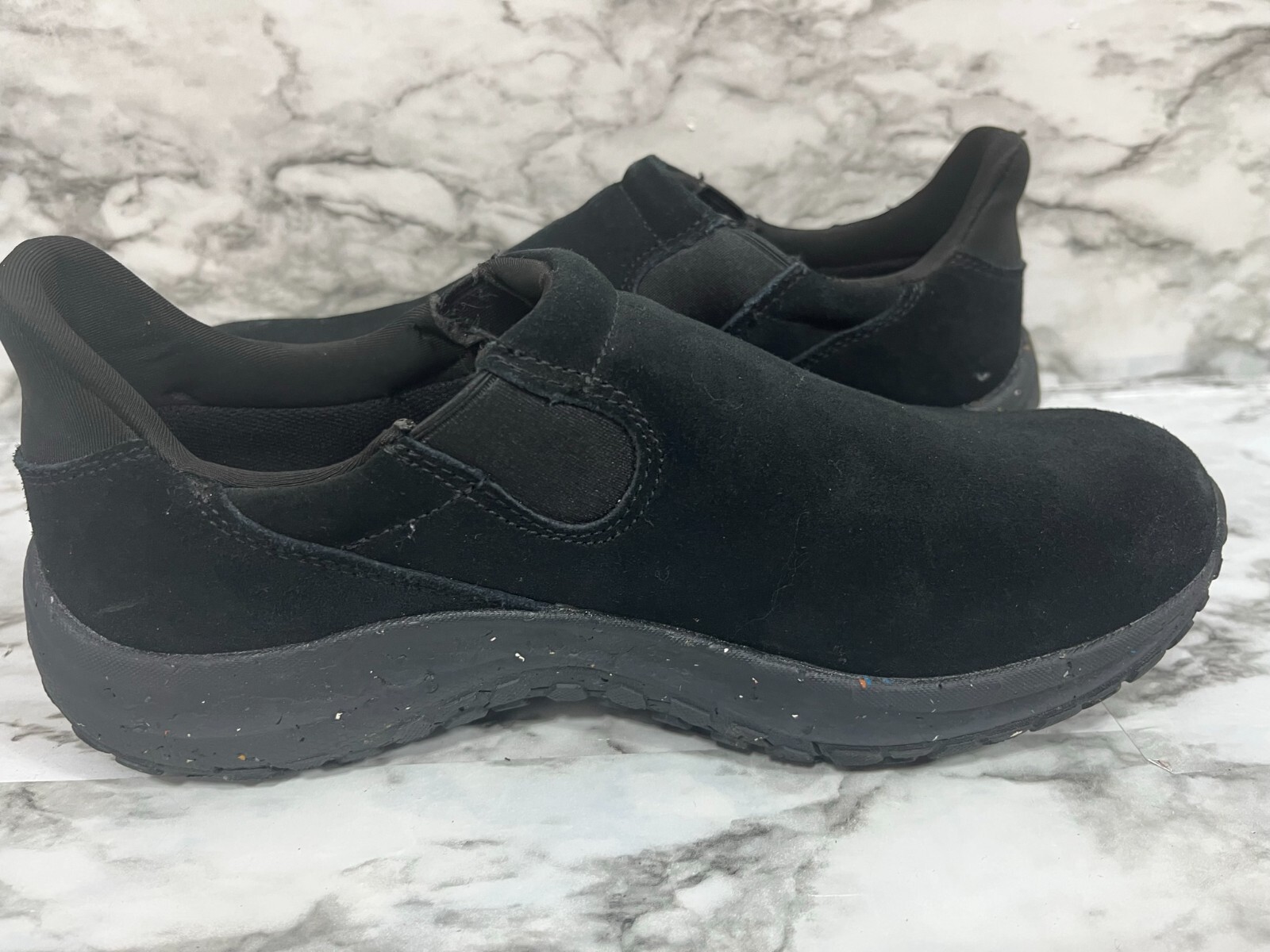 Holo Eco Shoes 9.5 Women’s Slip On Sneaker Suede Like Stretch Side sustainable
