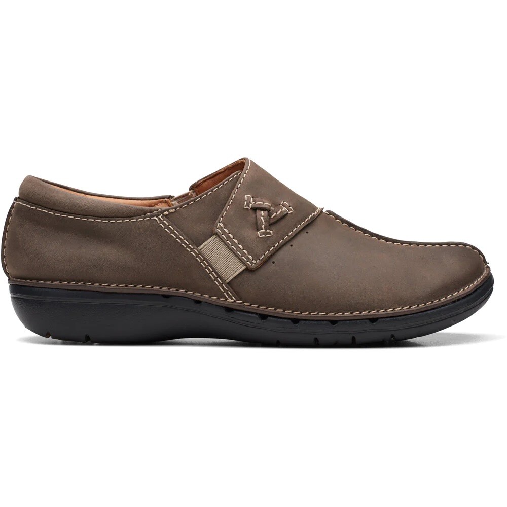 Clarks Womens Un Loop Ave Leather Slip-On Loafer Shoes — Taupe NIB