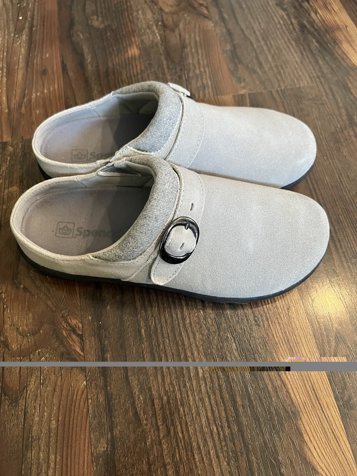 Spenco Women’s US 8 Gray Leather Slip-On Clogs Comfort Buckle Strap
