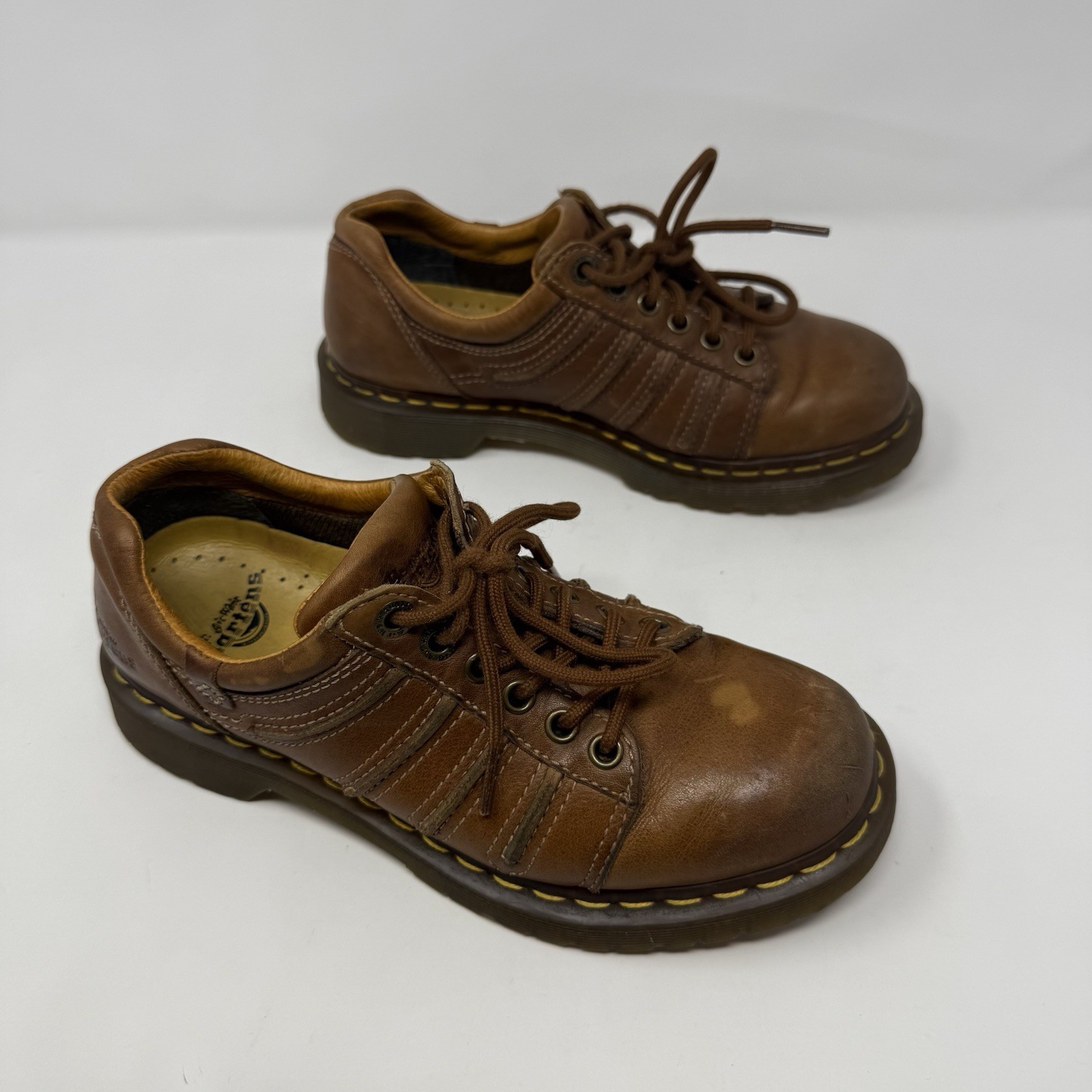 Y2K Dr Martens Chunky Oxford Shoes Brown Leather 12037 Womens Size US 7 UK 5