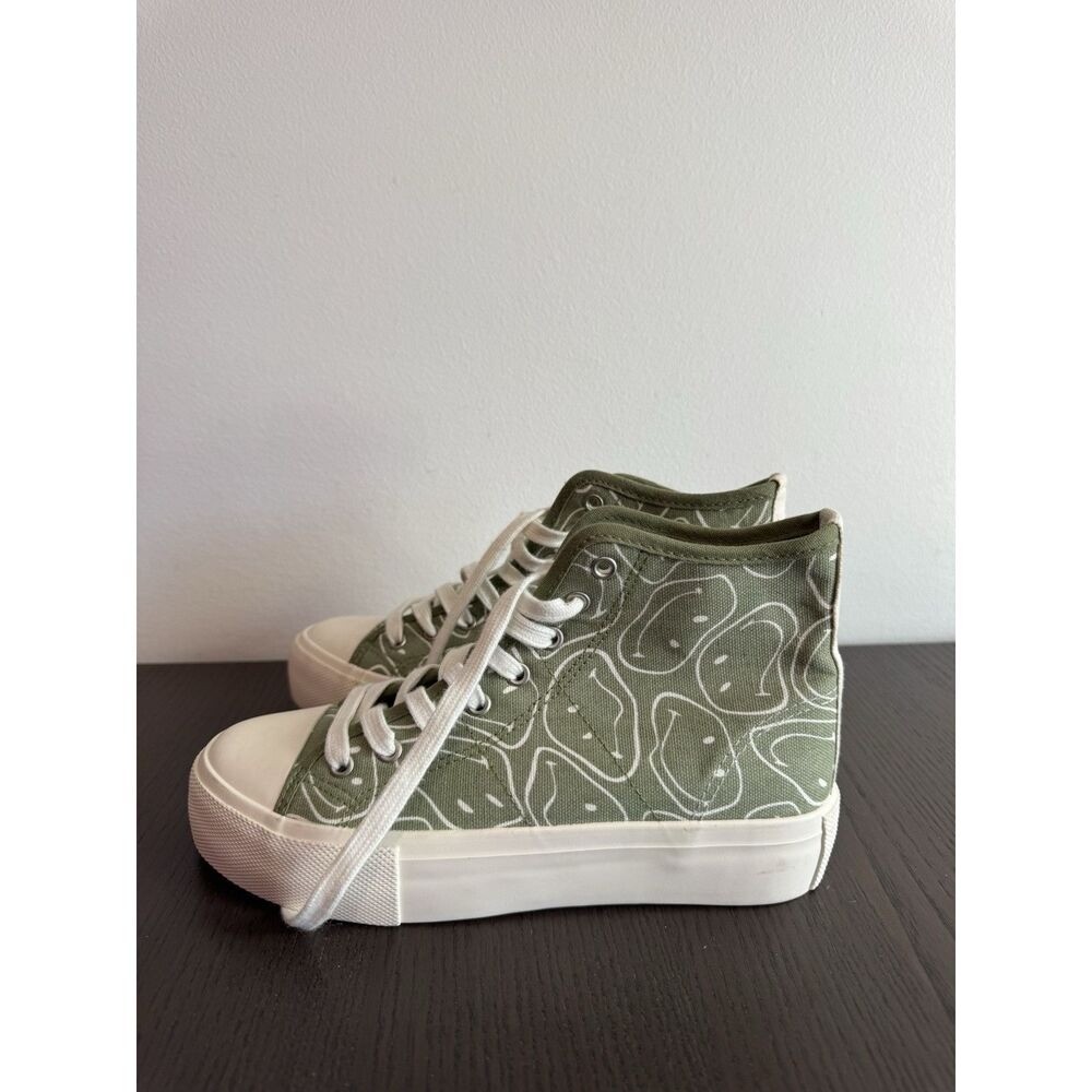 American Eagle Shoes Womens 6 Platform Smiley Hi-Top Sneakers Green streetwear