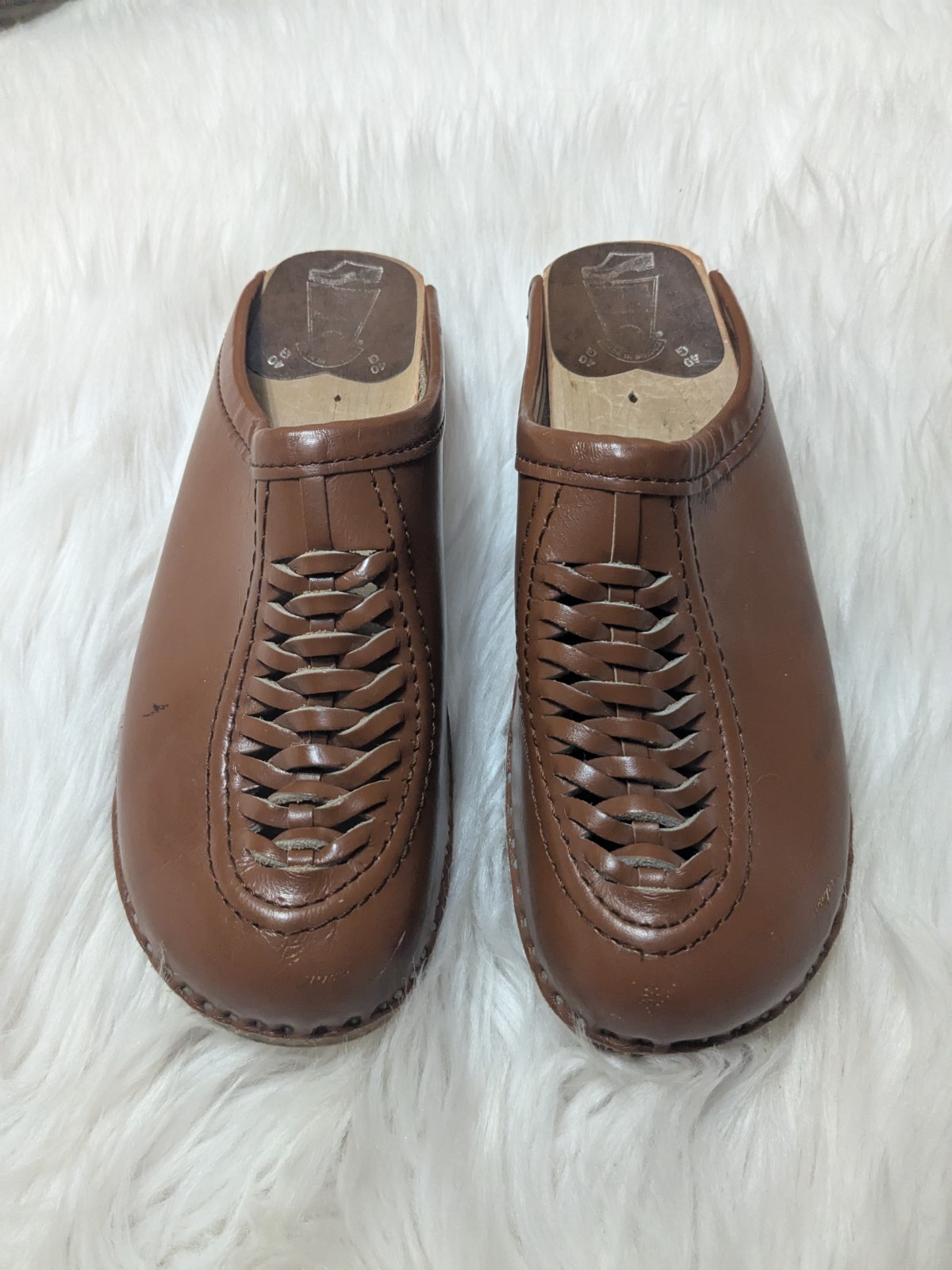 Bastad Troentorp Vtg Wright Shoes 39, 40, 8.5, 9 Braided Leather Clogs Swedish