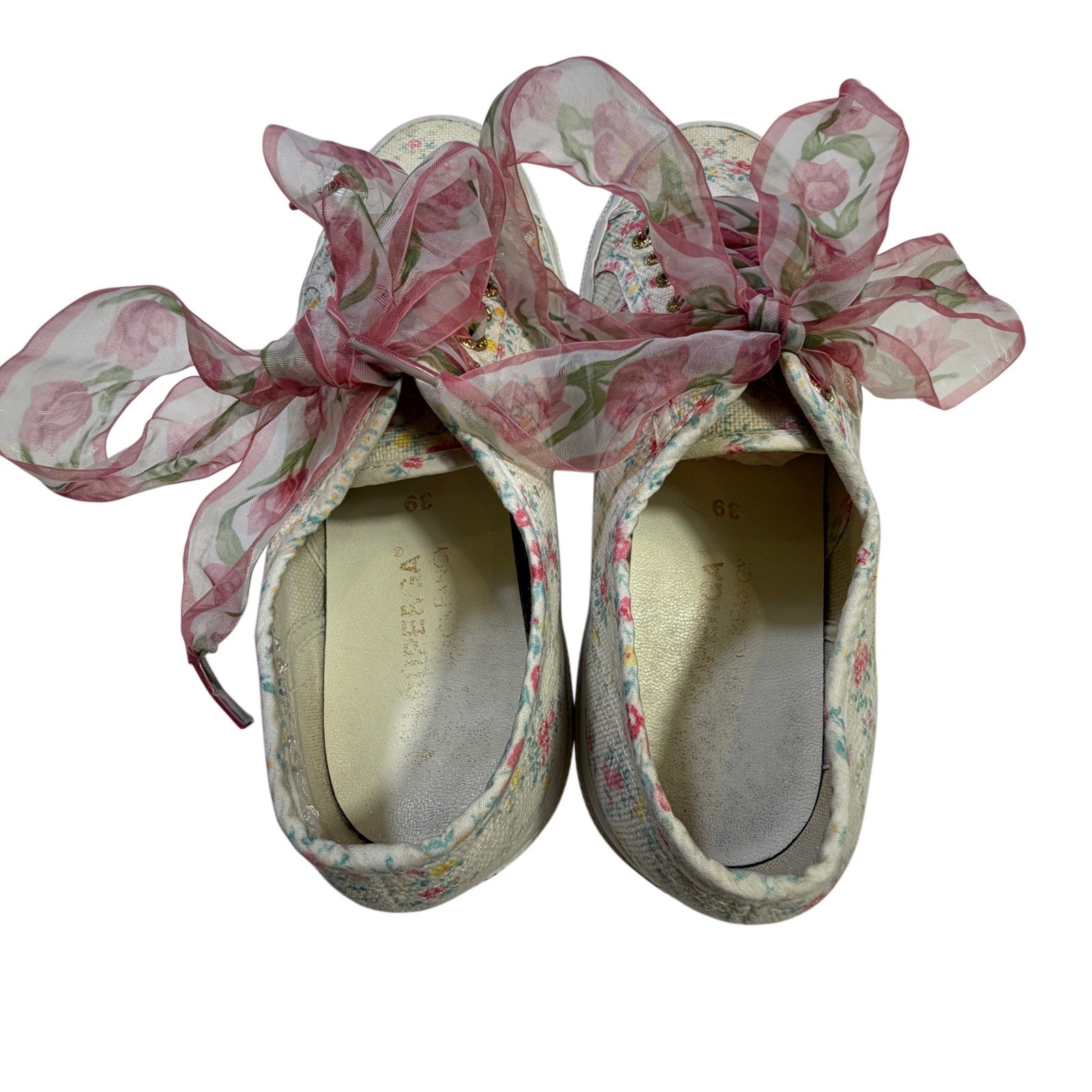 LoveShackFancy x Superga Floral Coquette Cottagecore Ribbon Sneakers US 8