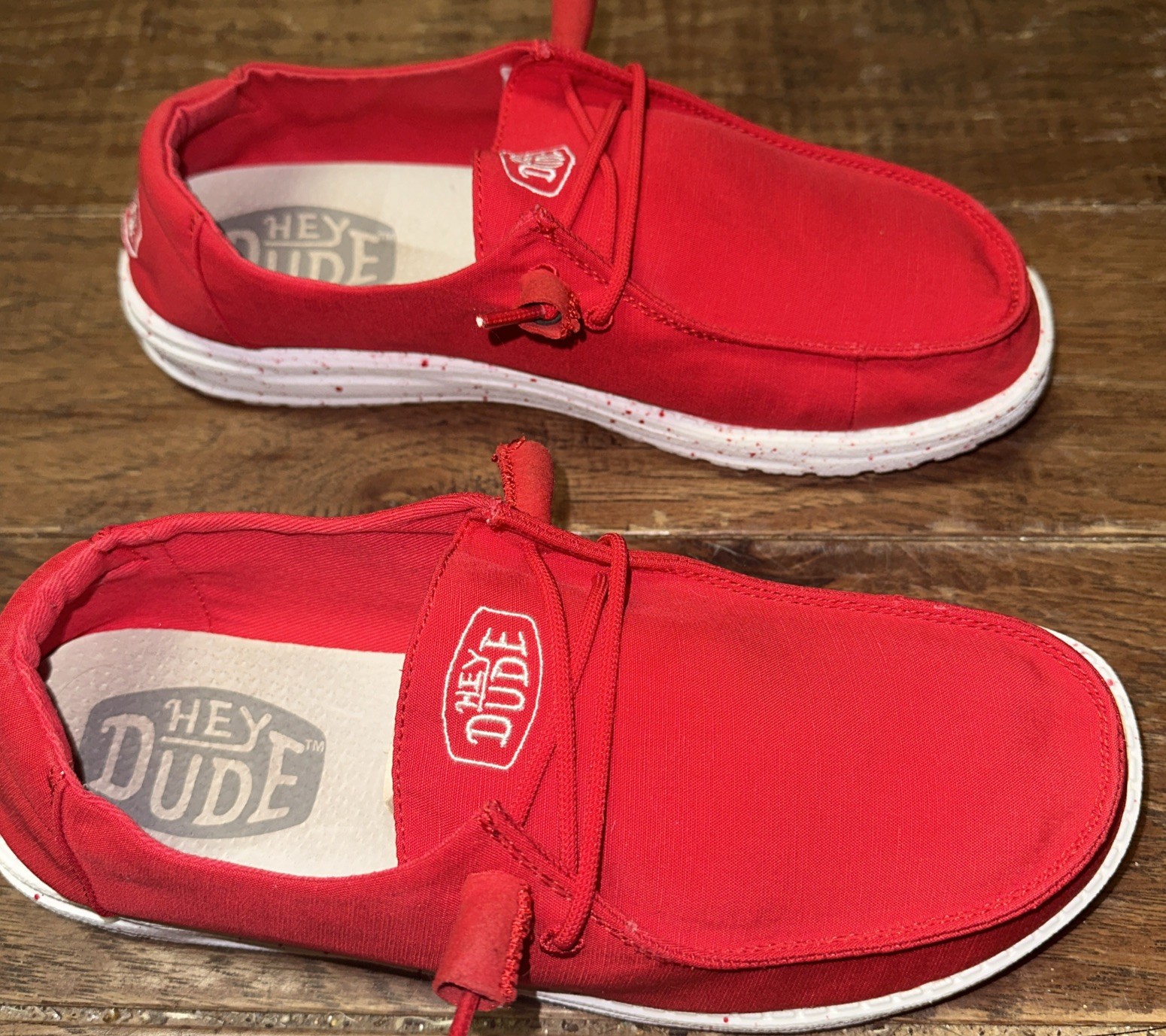 Hey Dude Wendy Slub Canvas Shoes Womens Size 9 Red Slip On Casual Comfort