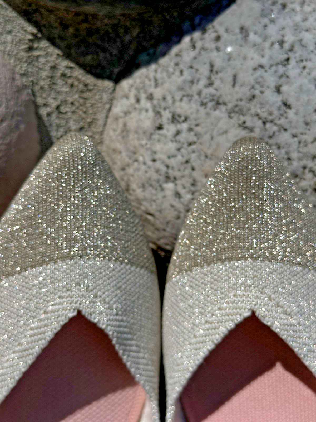 Rothy’s The Point Sz 10 Diamond Metallic Beige Silver Gold Pointed Ballet Flats