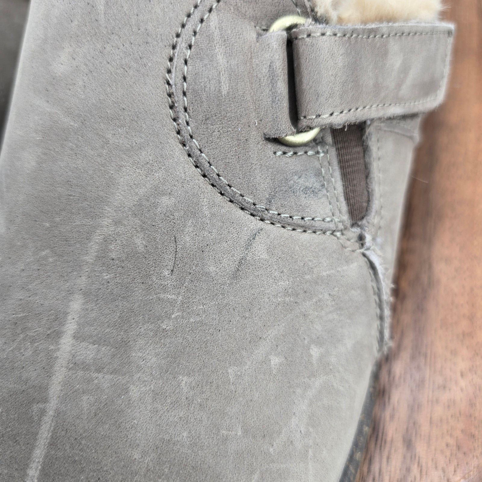 Clarks Shoes Womens 8.5 M Dark Taupe Leather Roseville Lined Strap Comfort Clogs