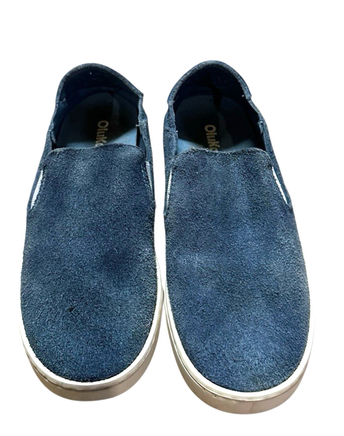 Olukai womens 8.5 Pehuea Luxe Light Blue Slip On Leather beach casual boho chic
