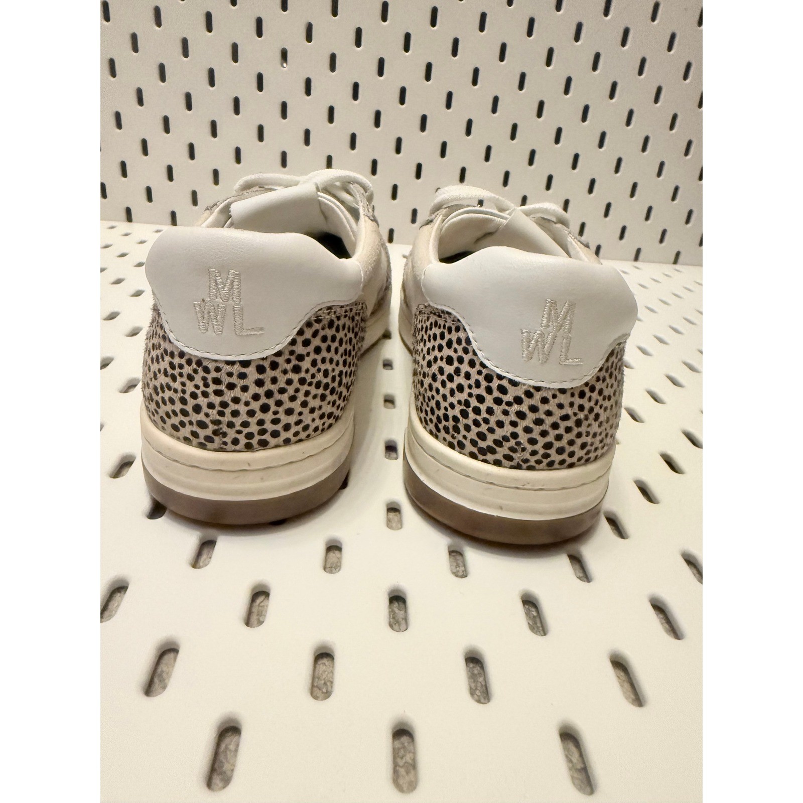Madewell Court Spotted Calf Hair Sneakers Womens 8 Beige White MD783