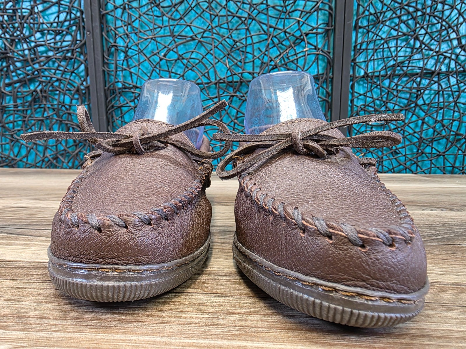 Minnetonka Classic 492W Moccasins Brown Moosehide Leather Slip On Women’s 7.5