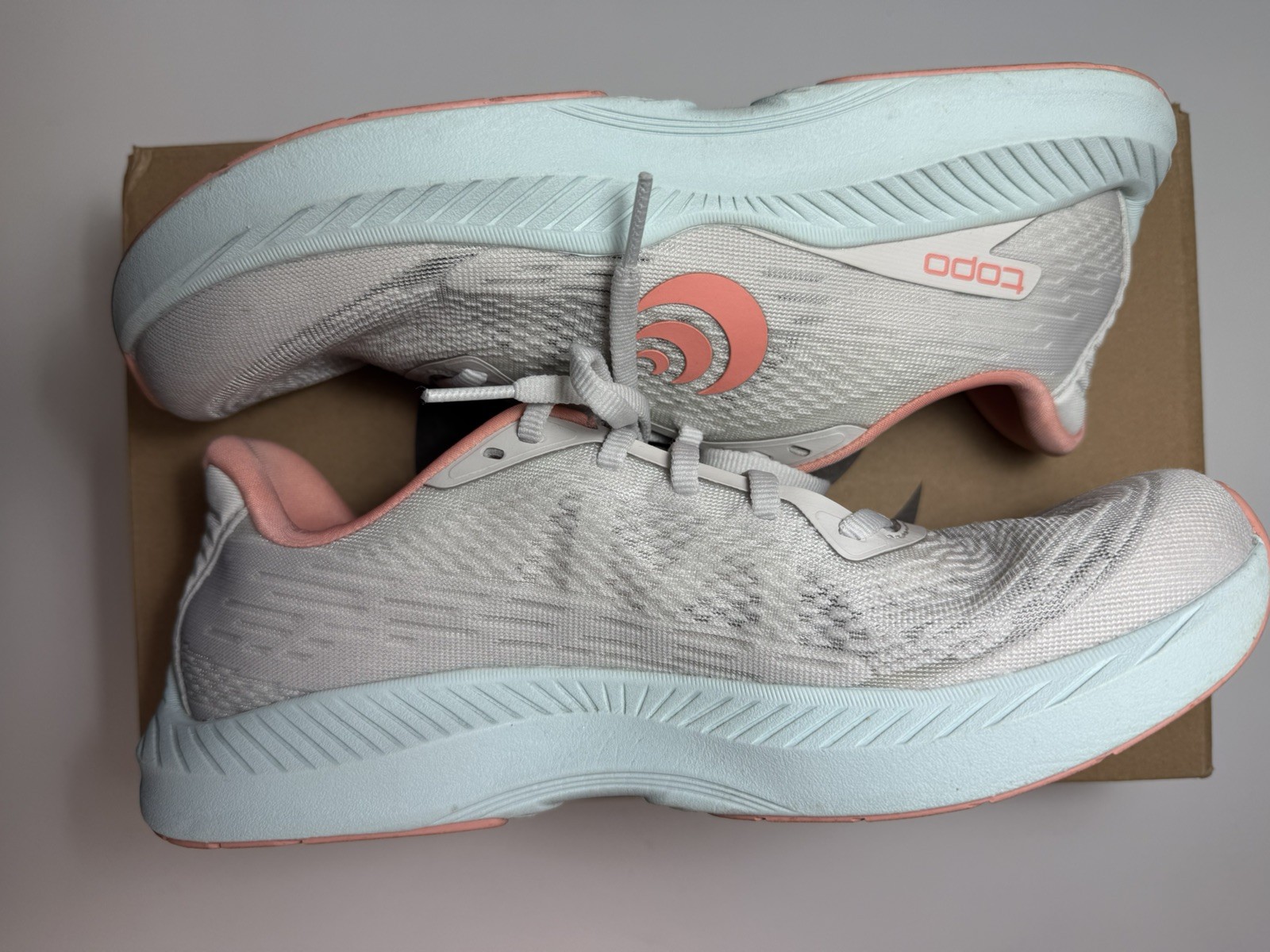 Topo Fli Lyte 5 Running Shoes Womens 8.5 Grey/Sky Lace Up Athletic Sneaker