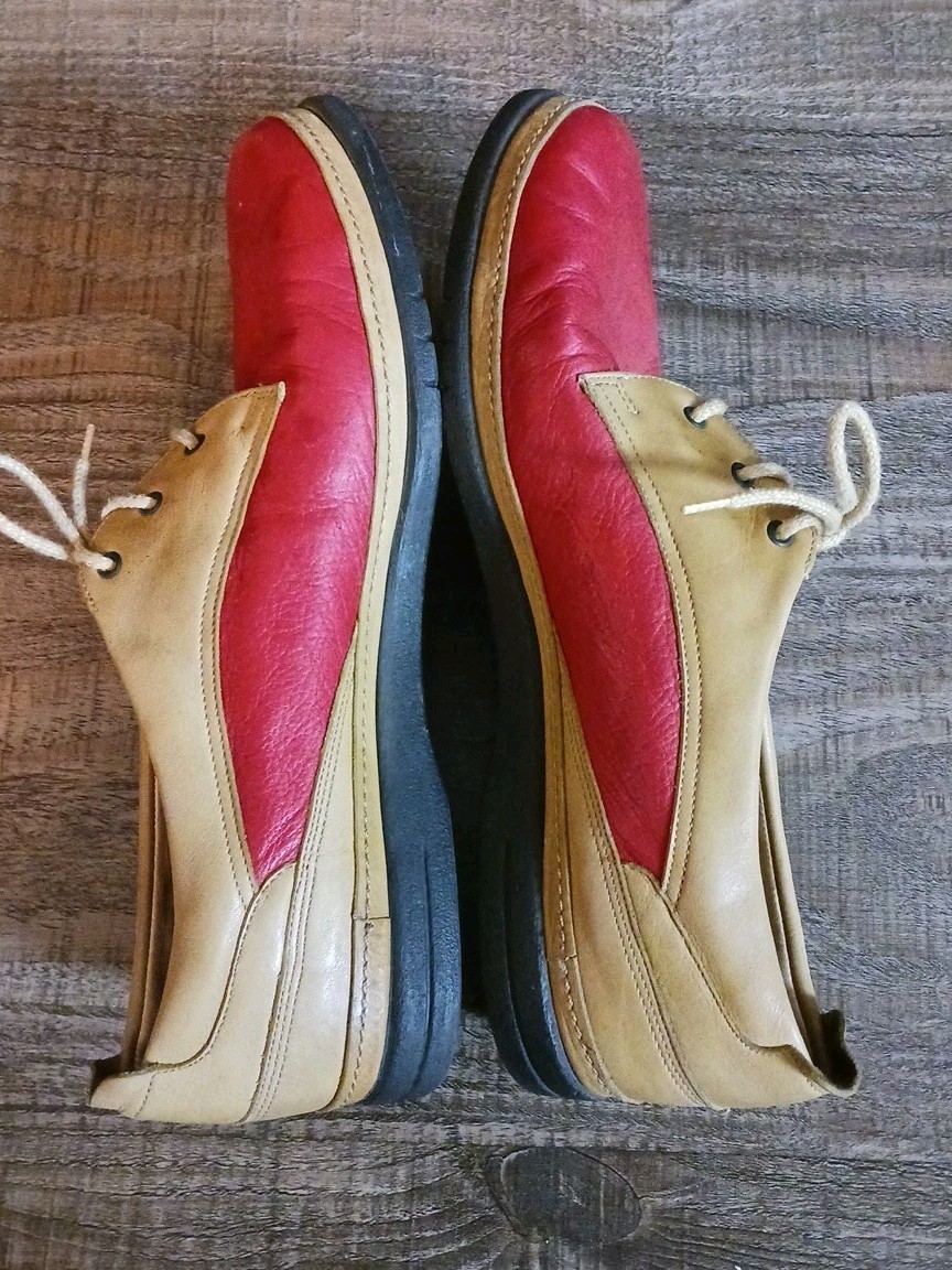 Women’s Vintage BALLY Red & Brown Leather Lace-Up Shoes Size 9.5