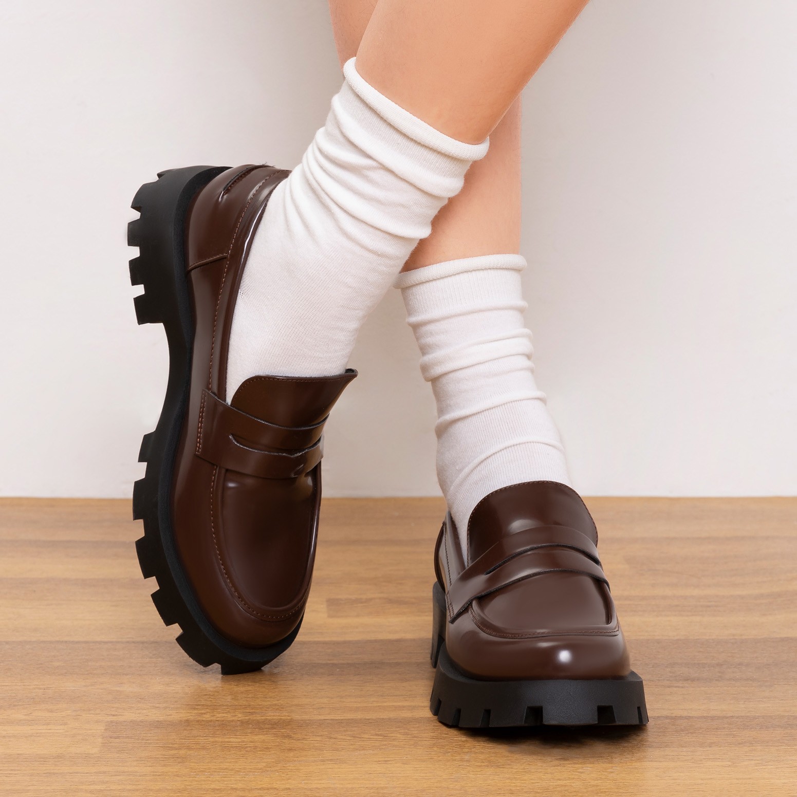 Women Platform Chunky Heel Penny Loafers Office Work Comfort Loafer Shoes