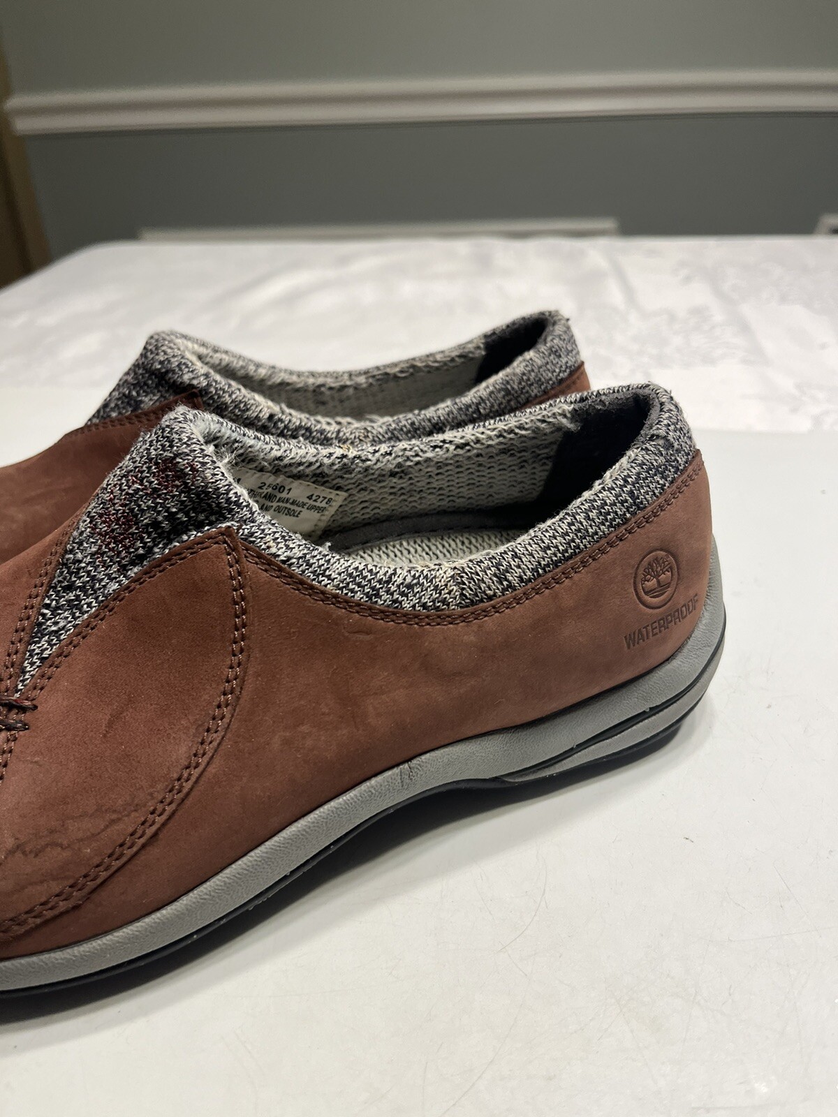 Timberland Smartwool Brown Leather Waterproof Vibram Ecostep Slip On Shoes 7.5M