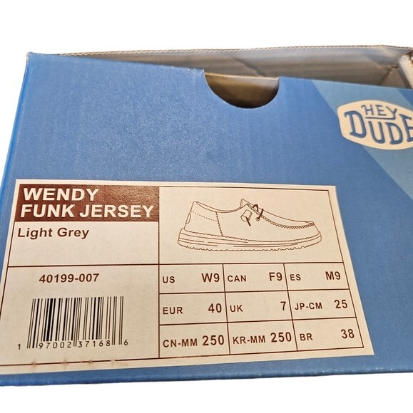 Hey Dude Wendy Funk Jersey Light Grey Womens Slip On Shoes New with Box Size 9