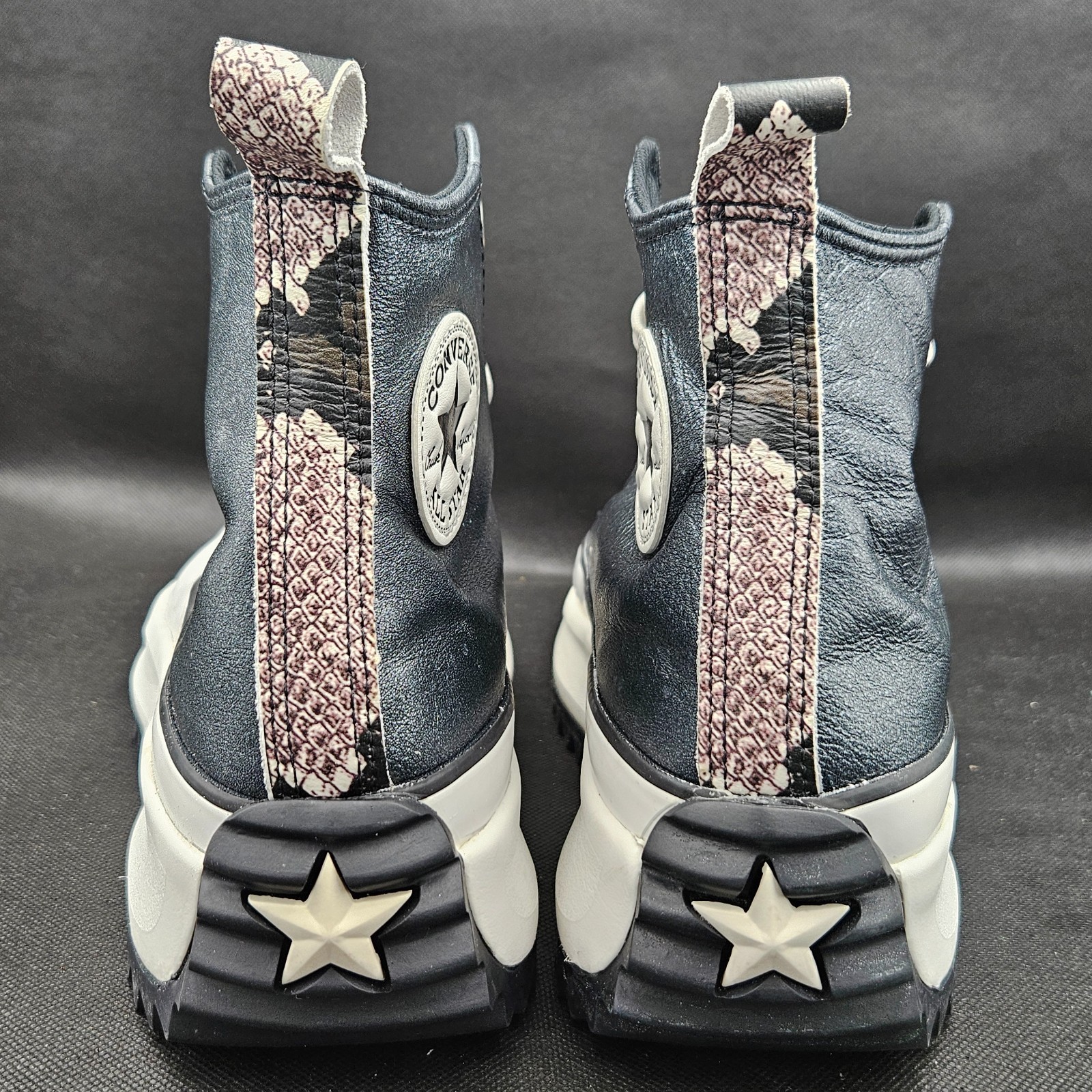 Converse Run Star Hike Leather High Top Mens 9 Womens 10.5 Snake Print Y2K