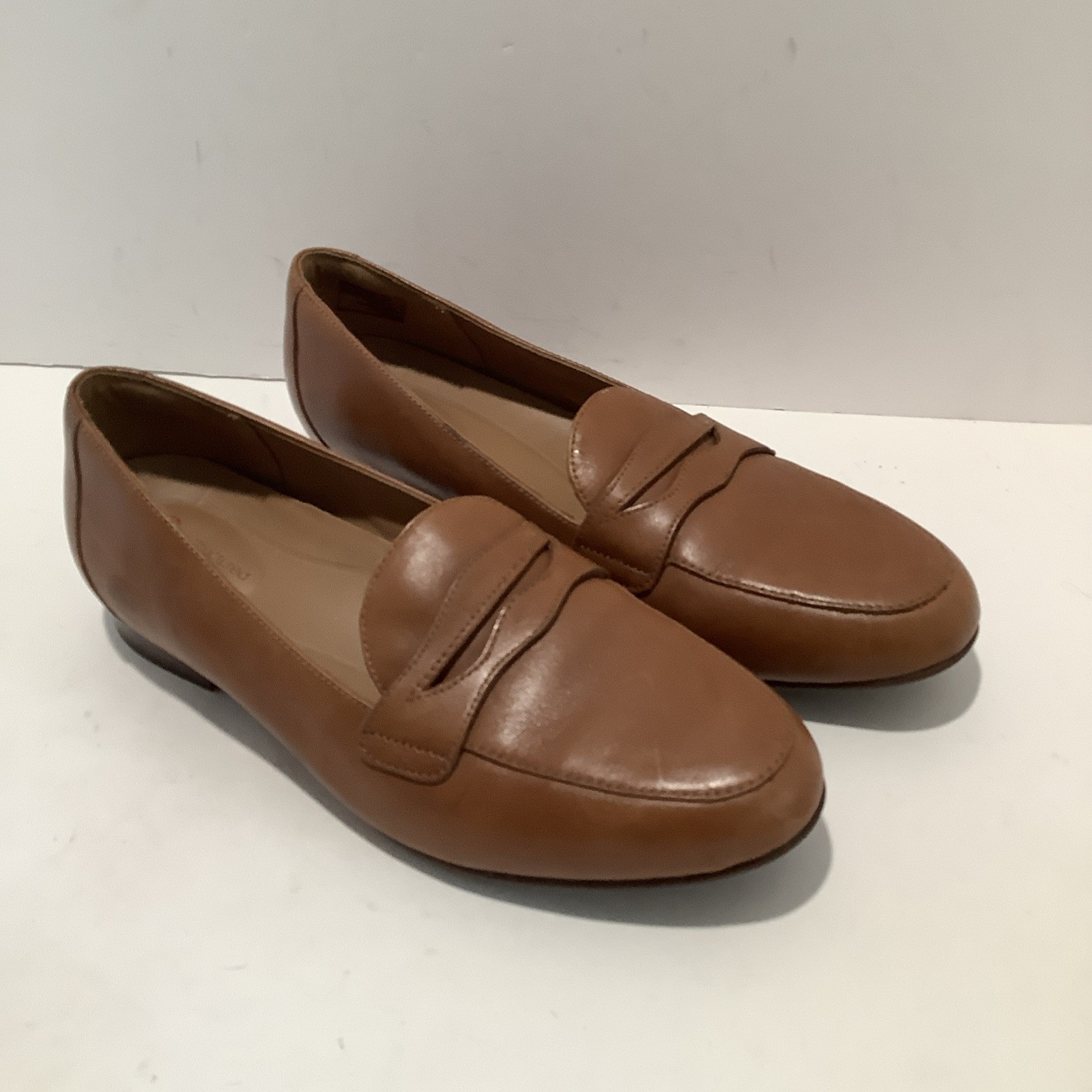Women’s Unstructured By Clarks Brown Leather Penny Loafers Size 9W, See Pics