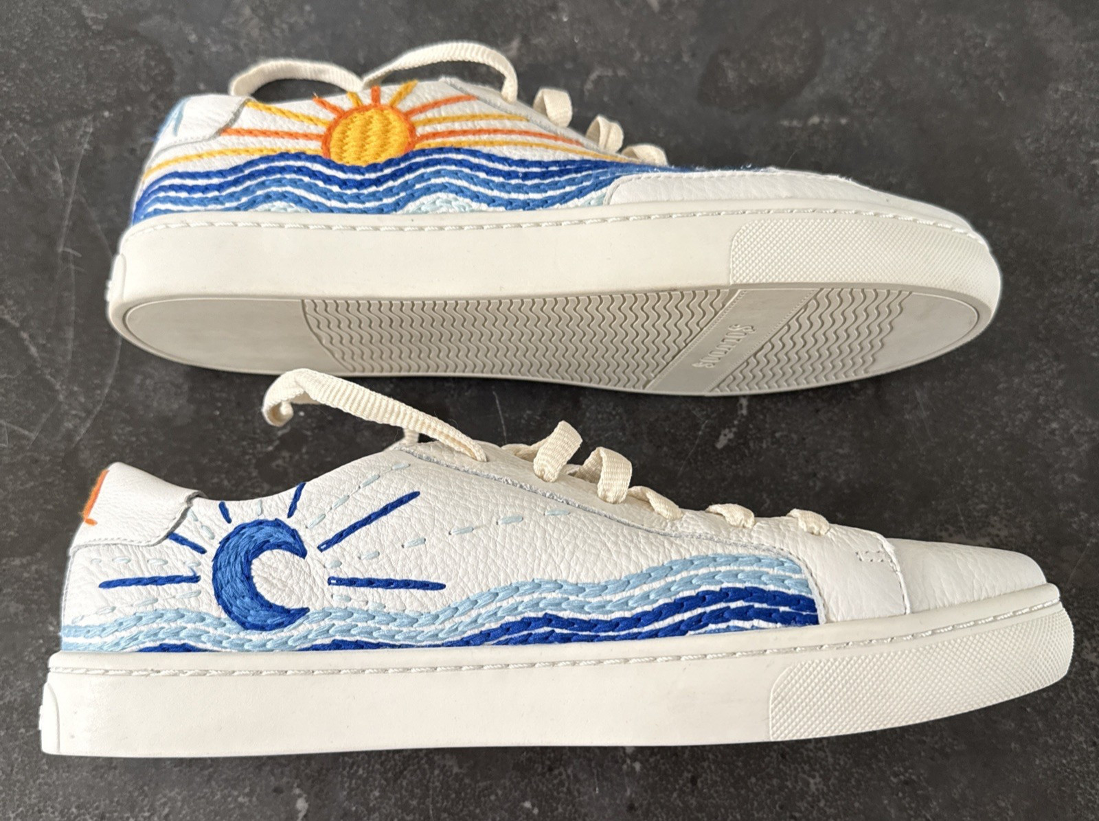 Soludos Women’s Ibiza Classic Sunrise Sunset Embroidered Leather Sneakers Sz 10
