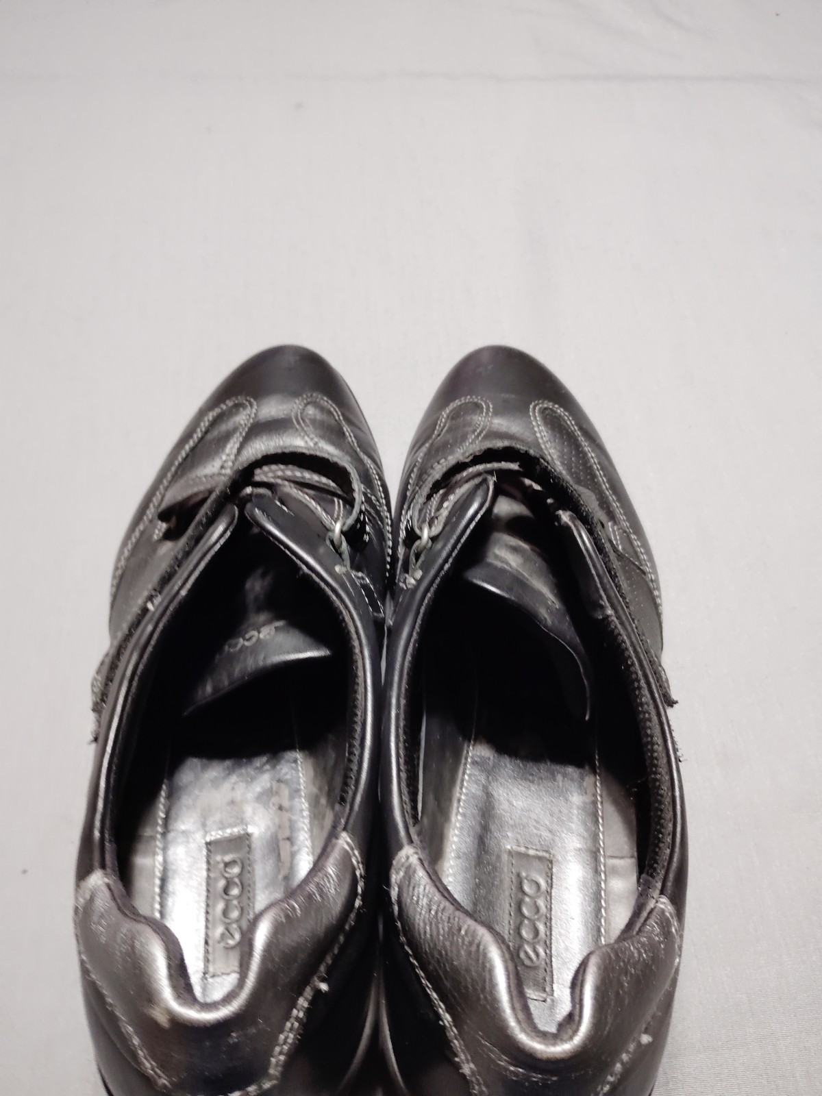 ECCO Comfort Black Leather Hook & Loop Straps Sneaker Resort Preppy Women 11/42*