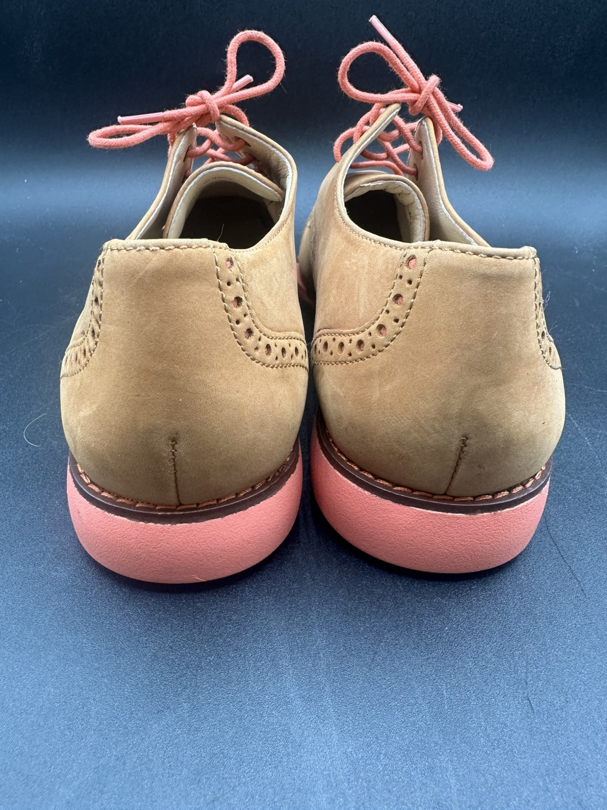 Cole Haan Gramercy Sandstone Nubuck Tan Coral Pink Oxford Shoes Women’s Size 9B