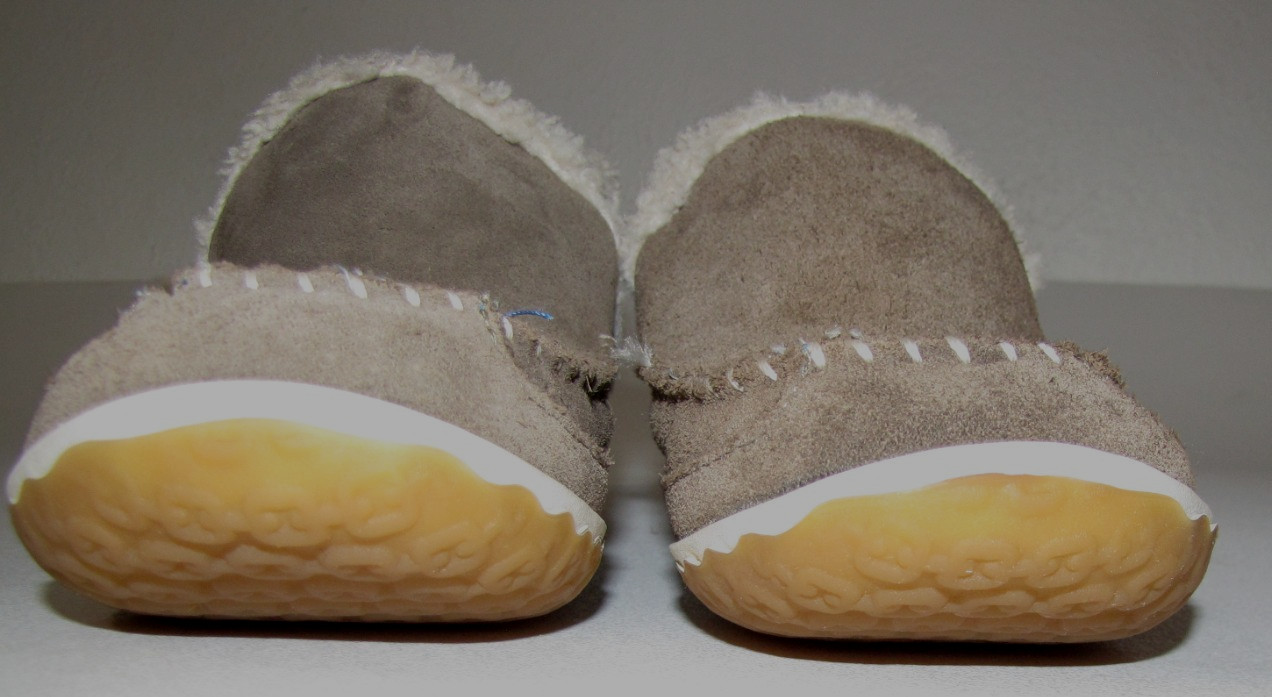 LL Bean Slippers Shoes Taupe-Olvie Suede Fur-Lined Comfort Moccasin Loafer Wm.6M