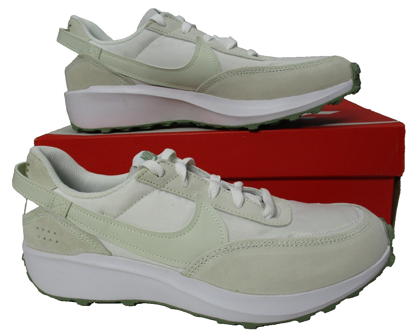 Nike Waffle Debut Casual White Sea Glass Oil Green/Beige Shoes Womens Sz 10