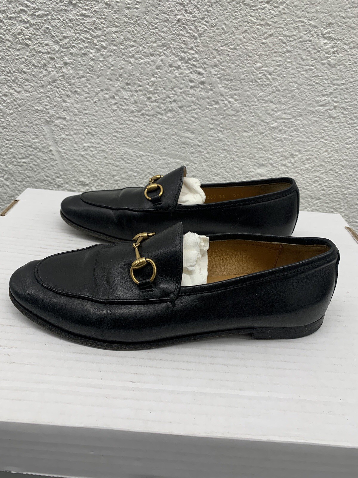 Gucci GG Horsebit Loafers Shoes Jordaan Leather Black Sz 6 US 36 EU BB22