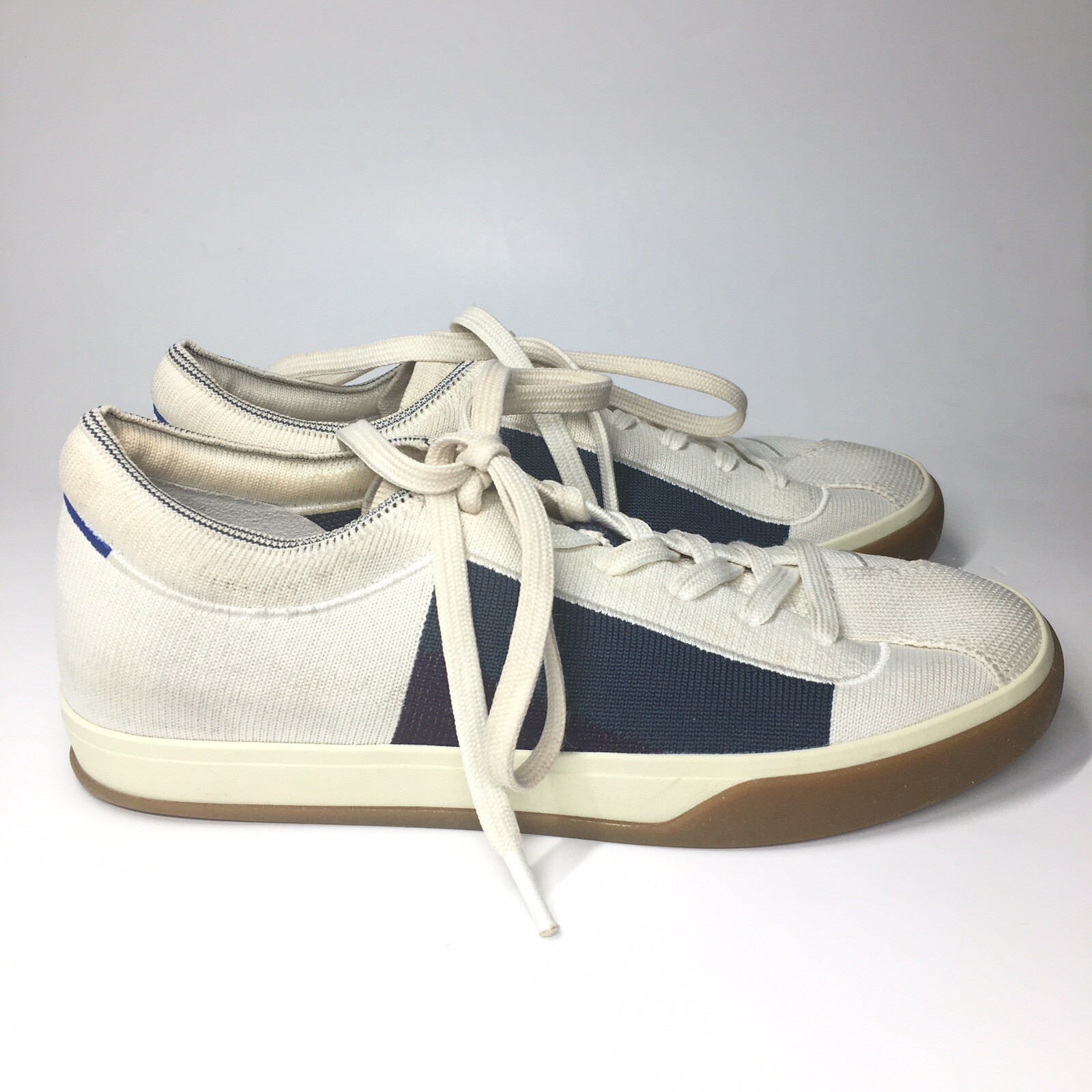 Rothys Lace Up Sneakers White Blue Blackberry Colorblock Shoes Women’s Size 7
