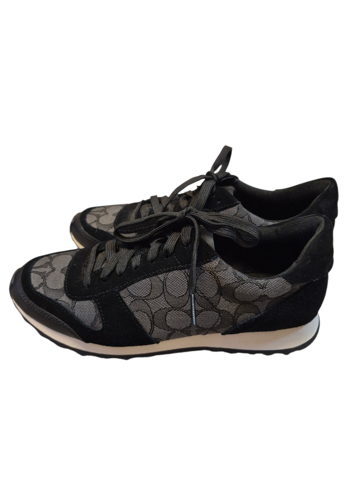 COACH Mason Signature Black Suede White Sneakers Womens 9
