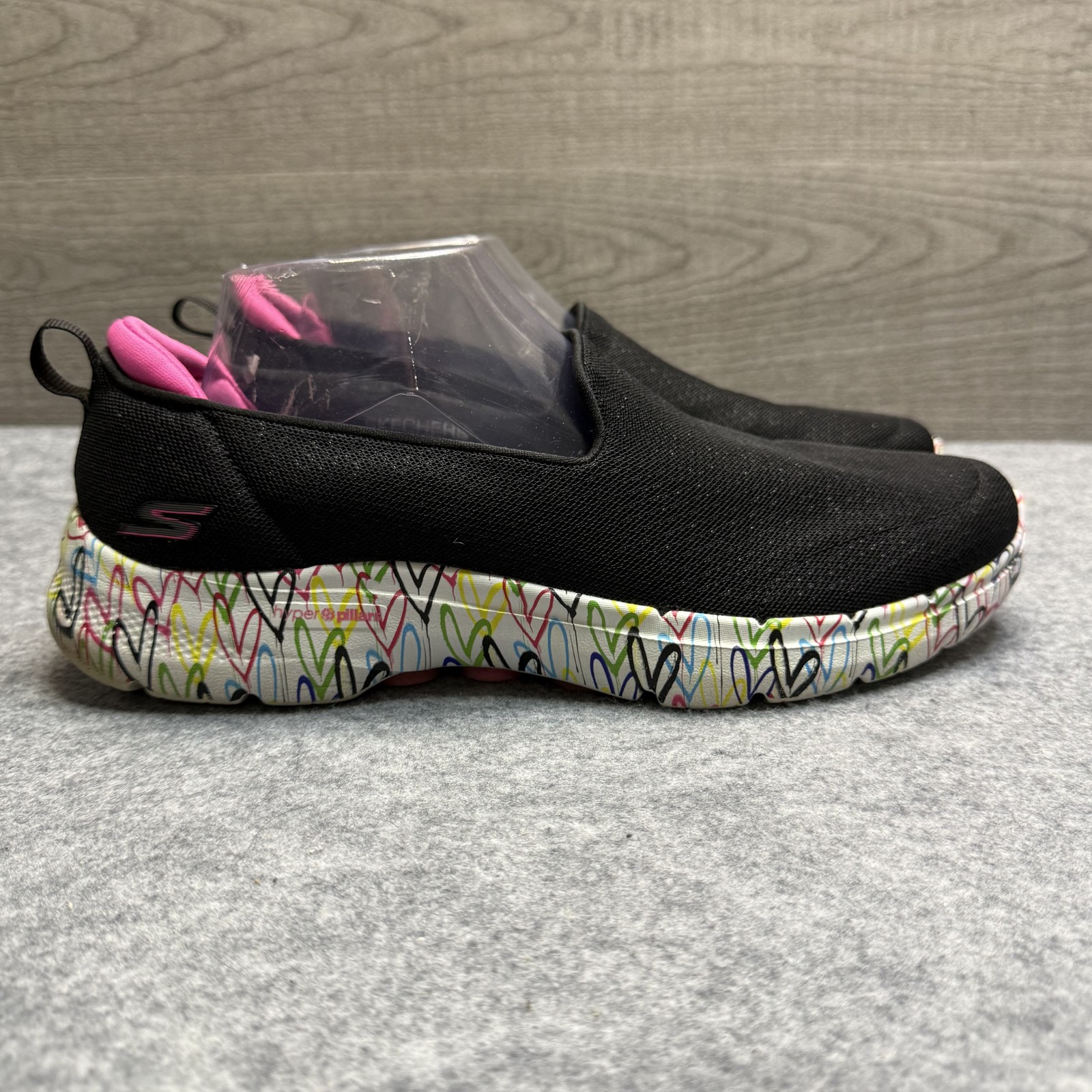 Skechers GO WALK Womens 11 Black Multi-Color Slip-On Comfort Walking Shoes