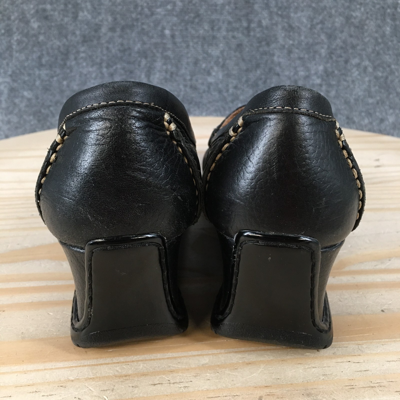 Sofft Noelle Penny Loafer Pump Shoes Womens 8.5 M Wedge Casual Leather Black