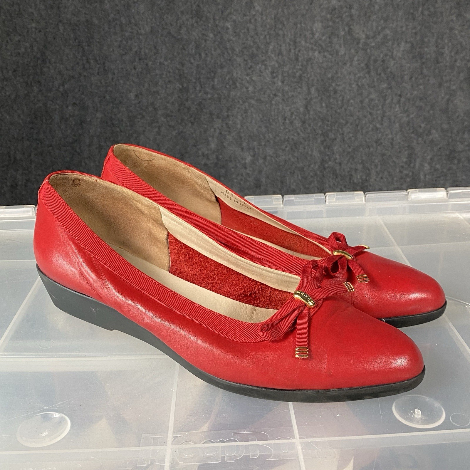 Bally Belle Leather Wedge Womens Shoes Size 9.5 Red Made in Italy Slip On