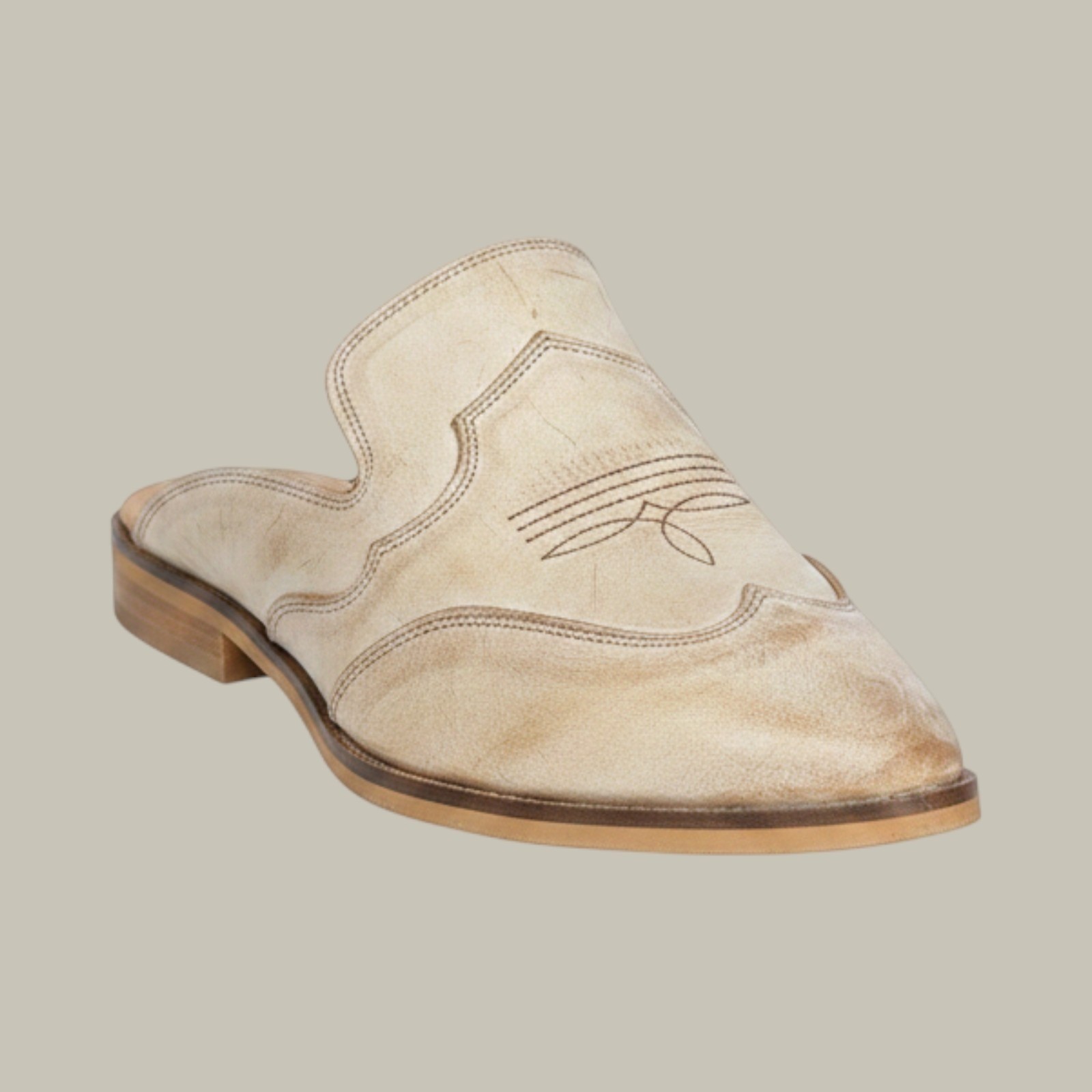 Agave Sky Western TypeLeather Mule Clogs Women’s 8.5 Cream&brown Made Mexico