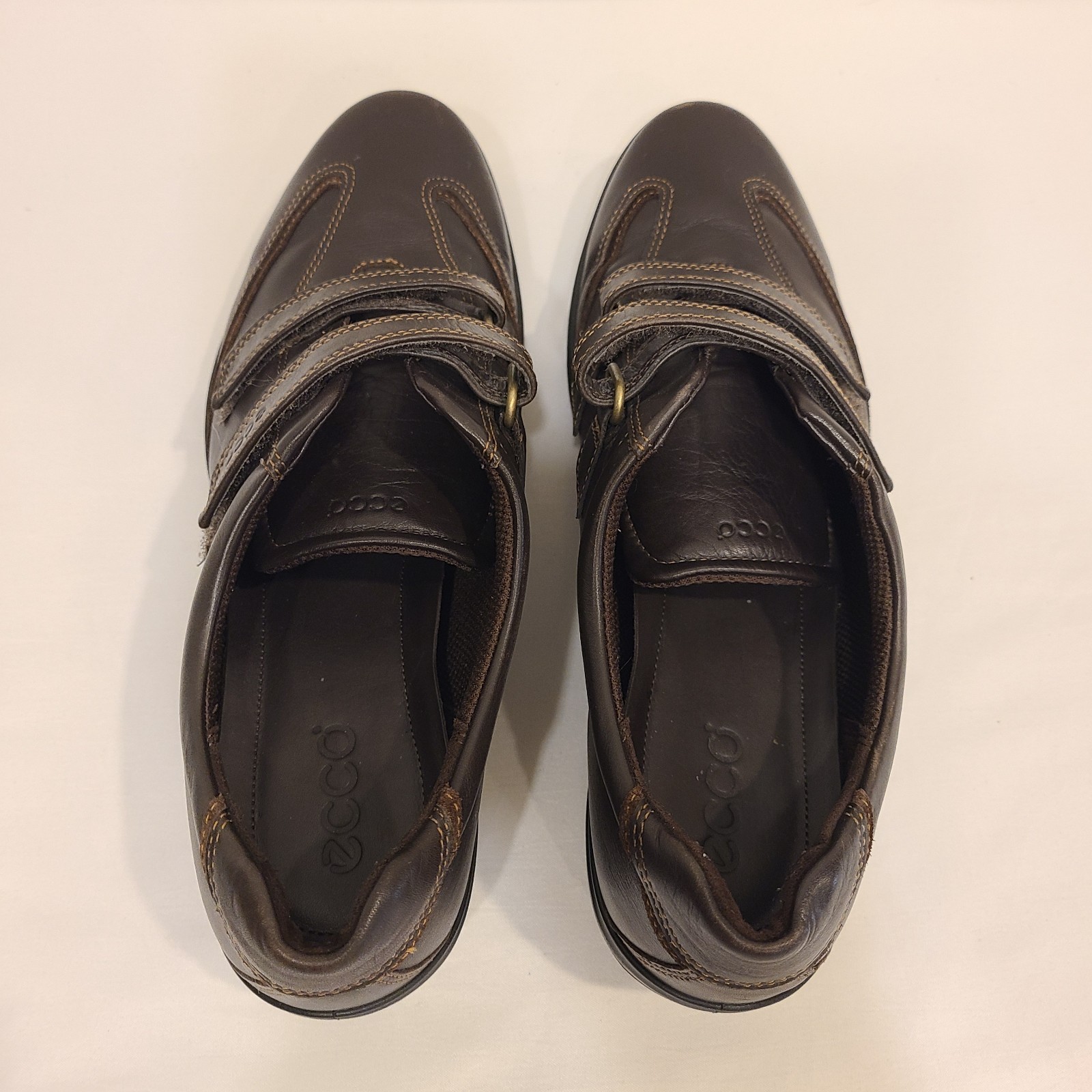ECCO Women’s Shoe Brown Leather Adjustable Straps – Size US 10-10.5 (EU 41)