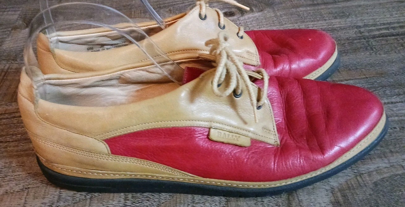 Women’s Vintage BALLY Red & Brown Leather Lace-Up Shoes Size 9.5