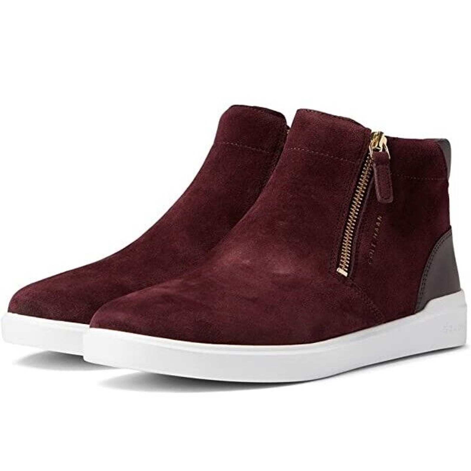 Cole Haan Women Burgundy Suede Grand Crosscourt Casual Ankle Sneakers Size 6.5M