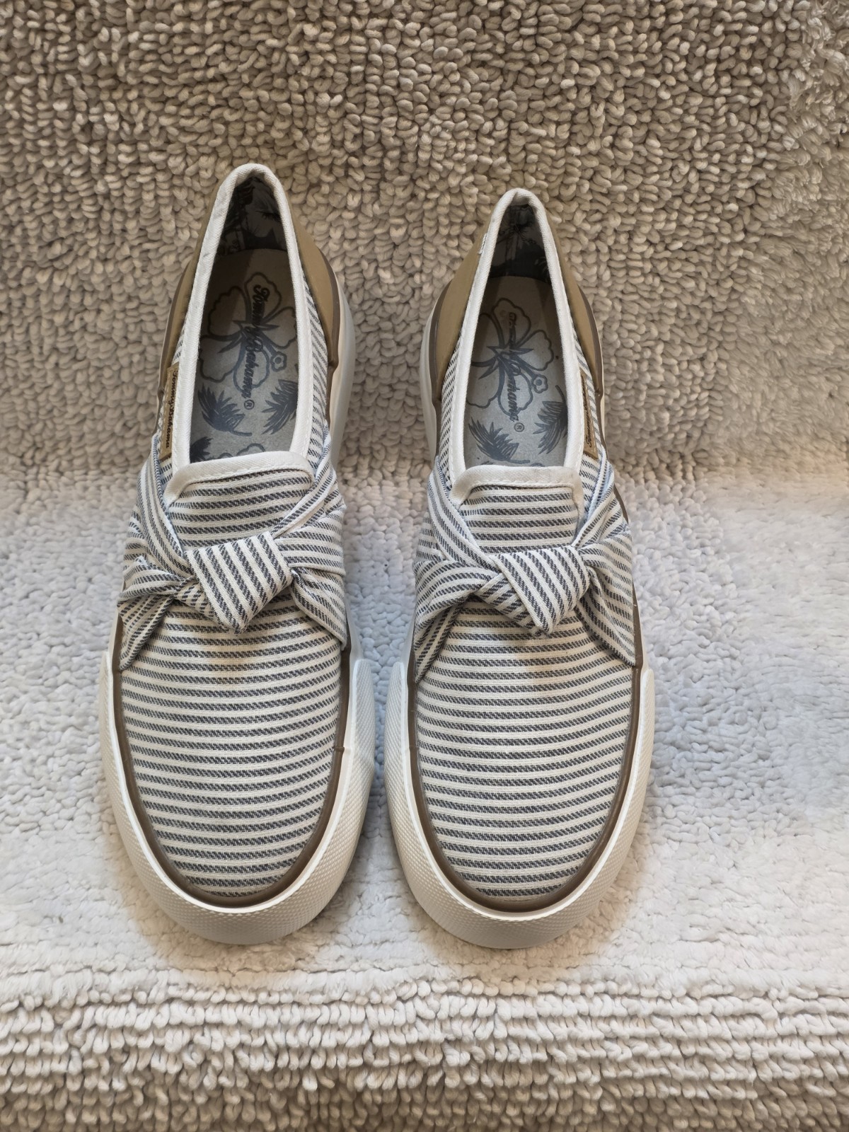 Tommy Bahama Blue White Striped Platform Slip On Womans 8.5 Shoes Casual