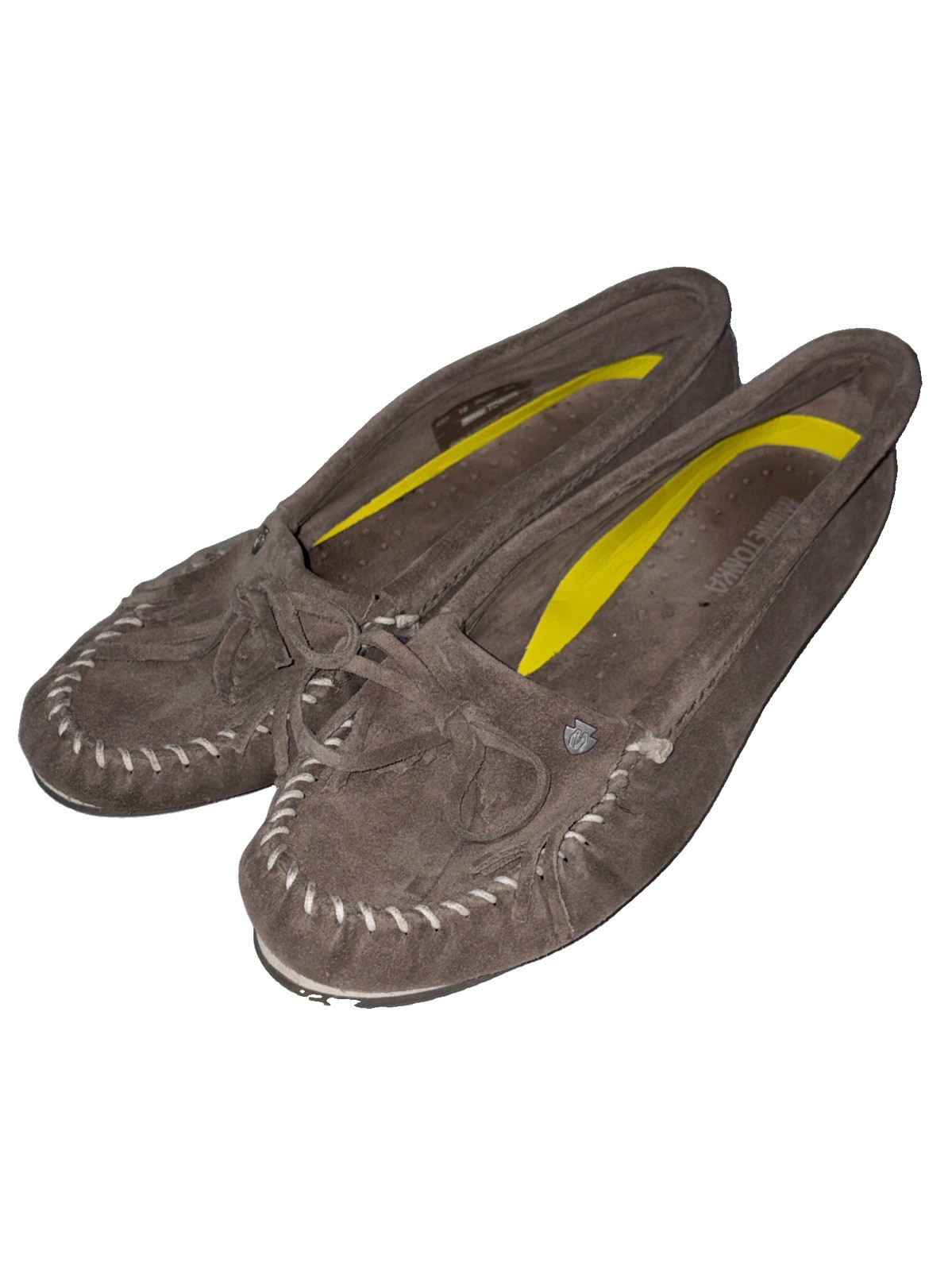 Minnetonka Moccasin Grey Size 10 Suede Comfort Slip On