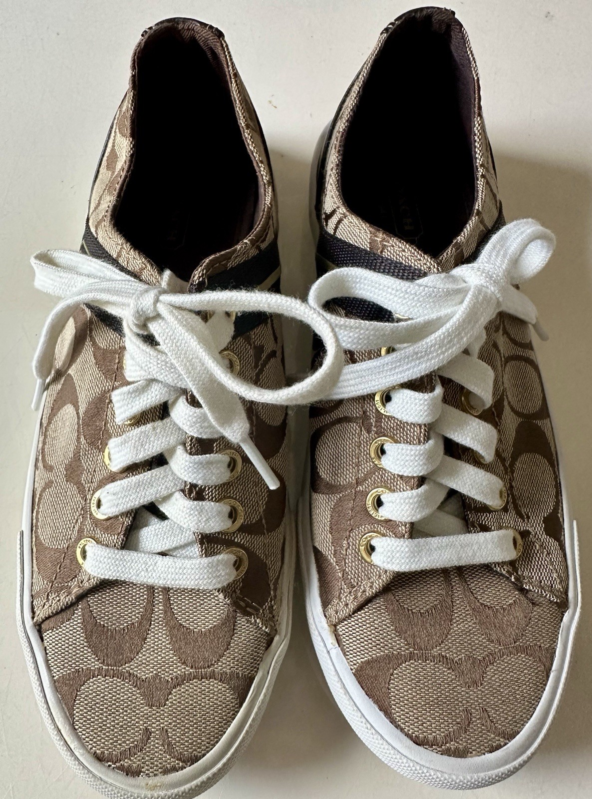 Coach Women’s Lesley Q1402 Signature Sneaker Shoe Black Brown Lot 2 – SIZE 6.5