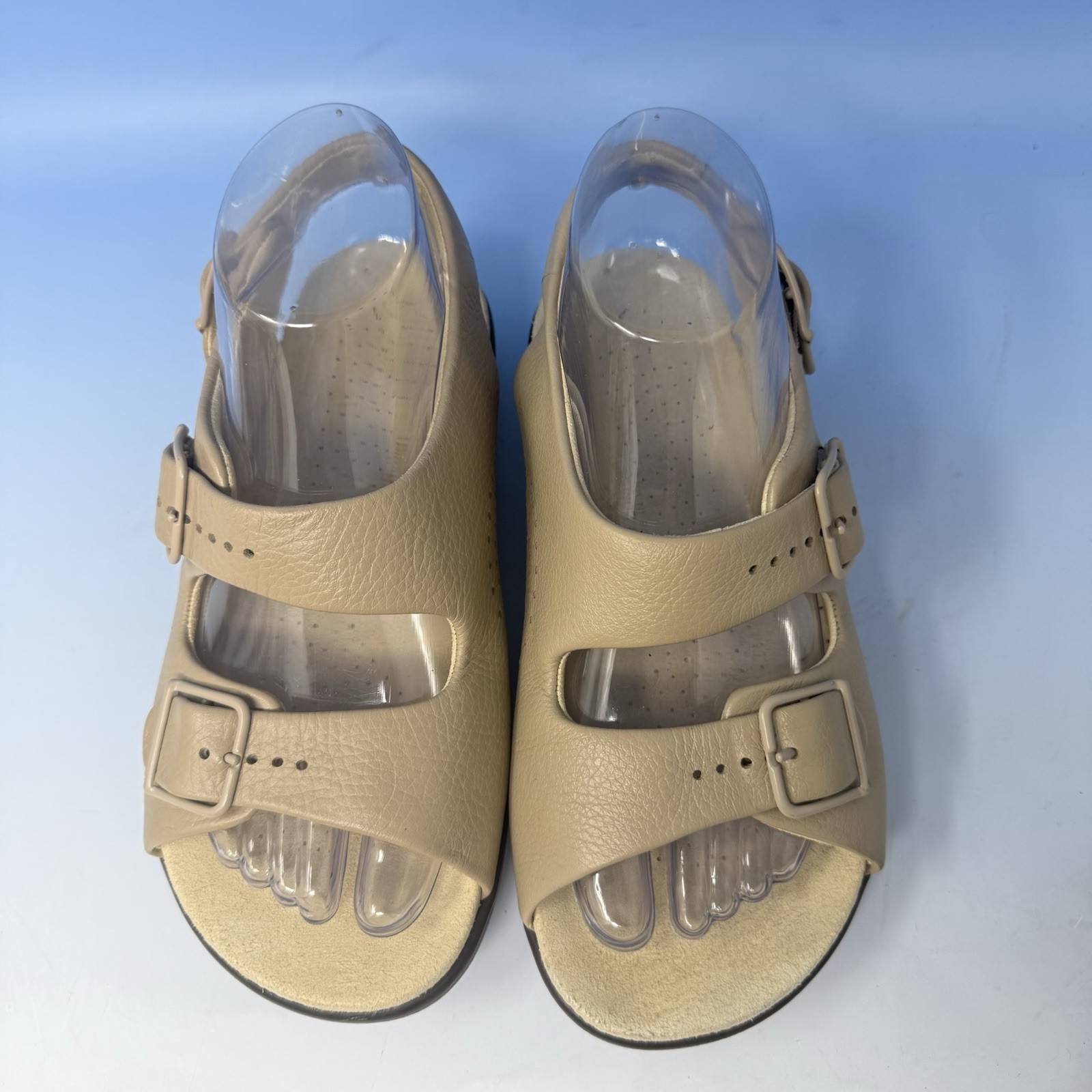 SAS Relaxed Walking Sandals Women Sz 6.5 W Beige Leather Comfort Shoe Adjustable