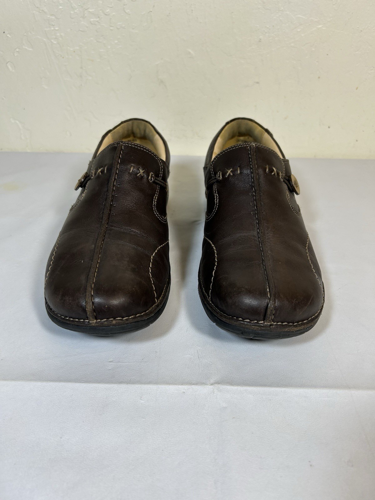 Clarks Unstructured Loafers Women’s Size 10 M Slip On Comfort Brown Leather