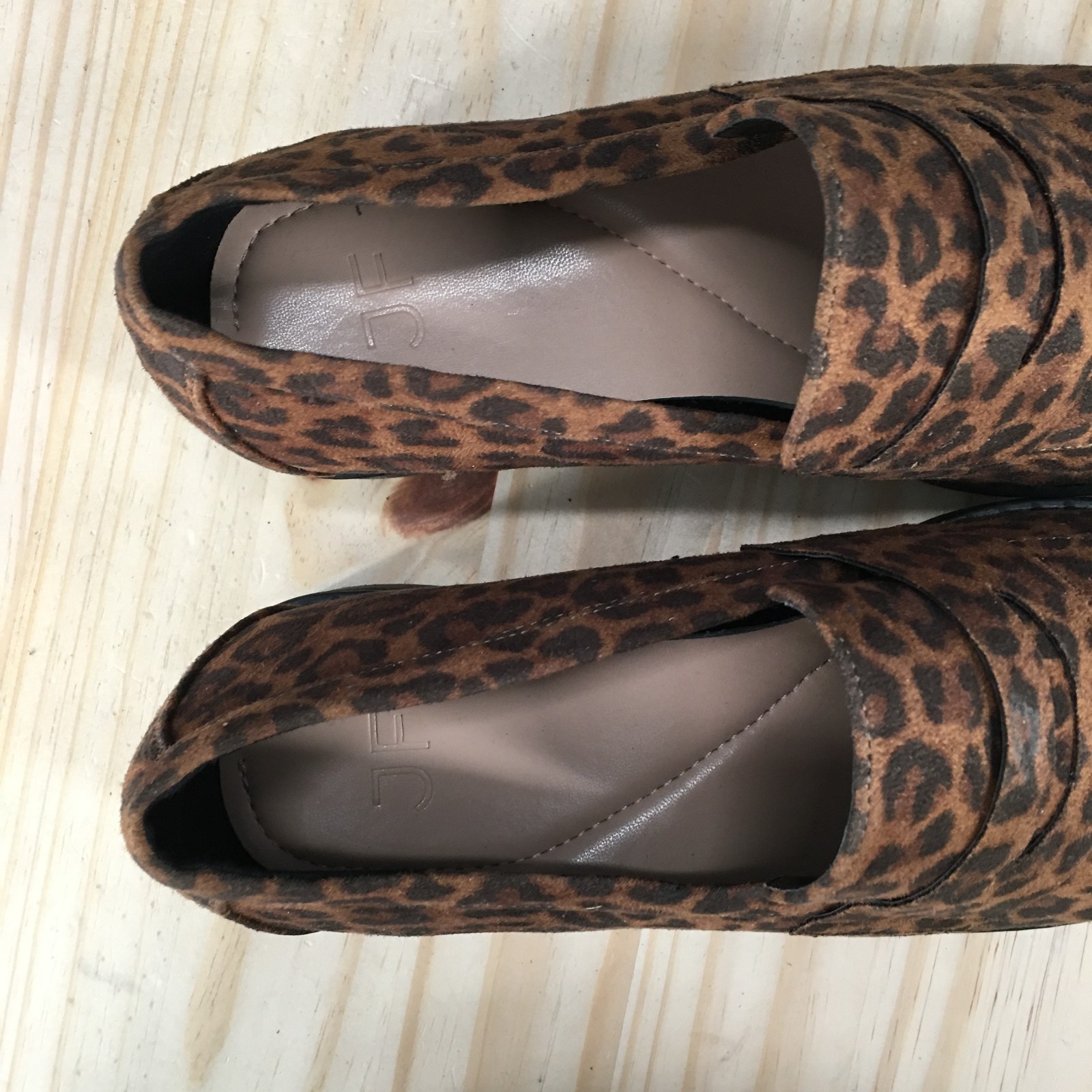 Just Fab Shoes Womens 8 E Brown Danica Penny Loafers Casual Leopard Slip On