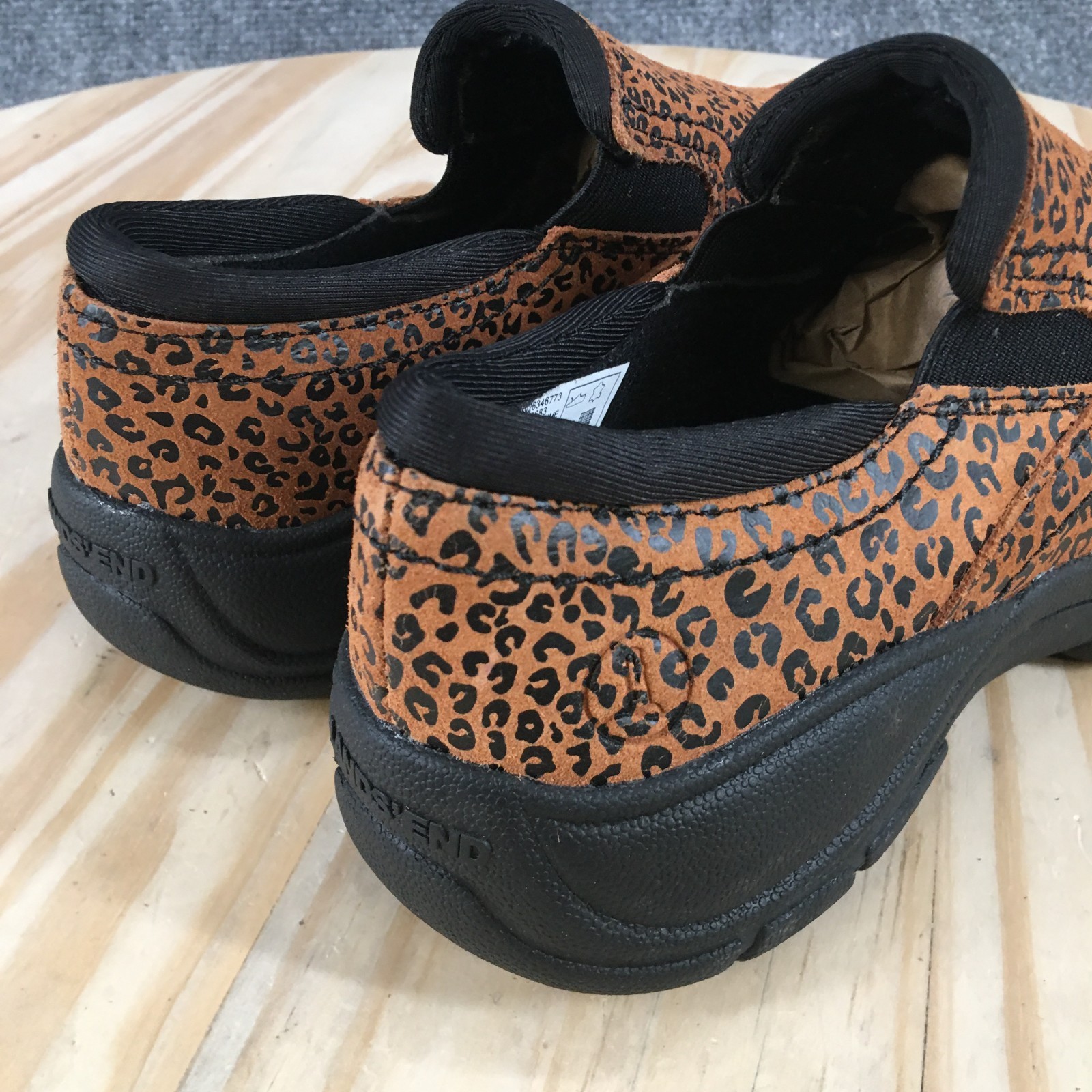 Lands End Shoes Womens 6 B Slip On Brown Leopard Print Comfort Casual Low Top