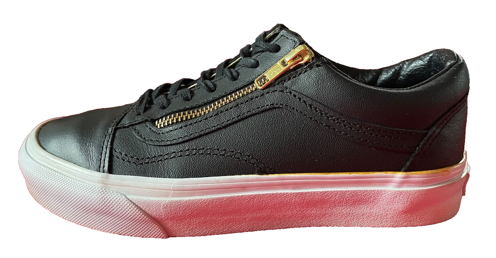 Vans Black Leather Lace-Up Side-Zip Shoes Women’s Size 7, Excellent condition