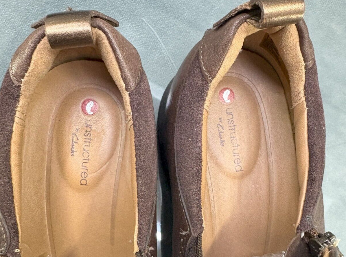 Clarks Unstructured Women’s Mary Jane Loafers Comfort Shoes Size 7 Leather Brown