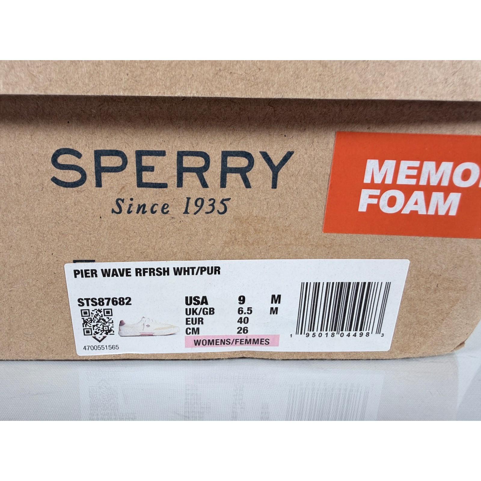 Sperry Pier Wave Refresh White Beige & Purple Womens Shoe Size 9
