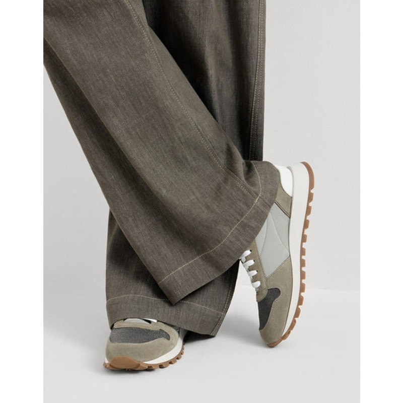 BRUNELLO CUCINELLI Monili Suede Sneakers Taupe and Beige Women’s 40.5/US 10.5