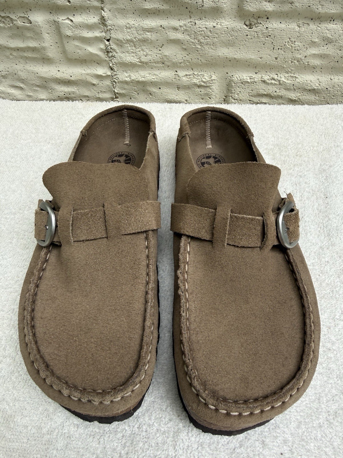 Birkenstock Buckley Suede Mules Loafers Clogs Taupe Brown Women’s 39 US 8-8.5