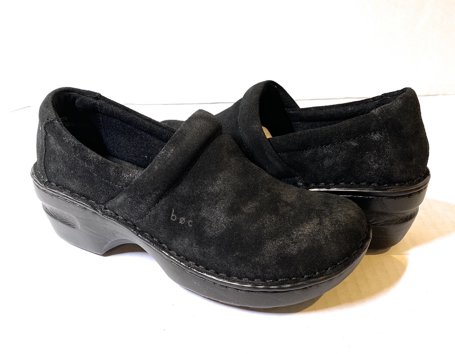 B.O.C. Women’s Peggy Suede Clog Shoes Black/Silver Met Suede Variety Sizes